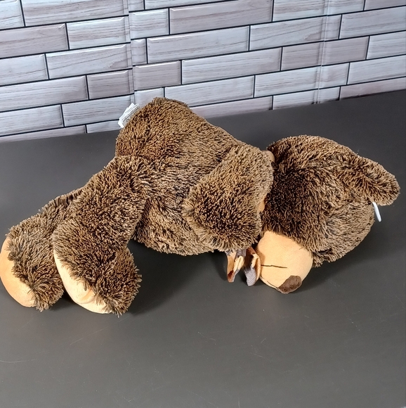 •NANCO Brown cuddly Bear fluffy fur silver shimmery eyes plaid winter scarf - Picture 4 of 10